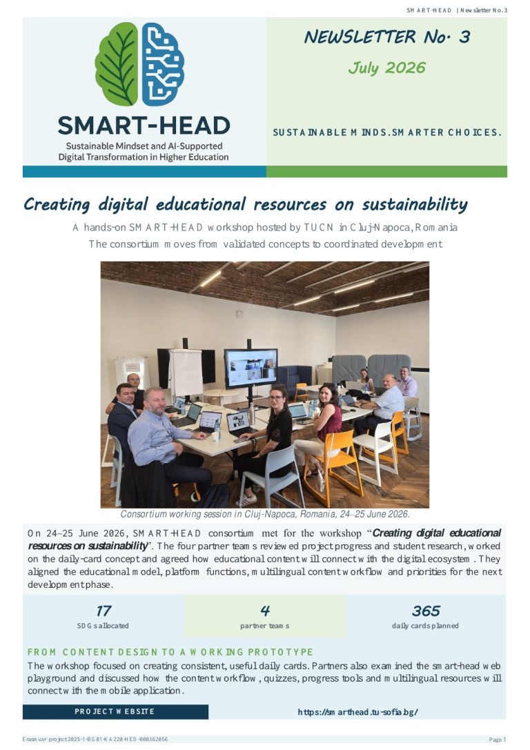 Creating Digital Educational Resources on Sustainability: SMART-HEAD Workshop in Cluj-Napoca publication cover
