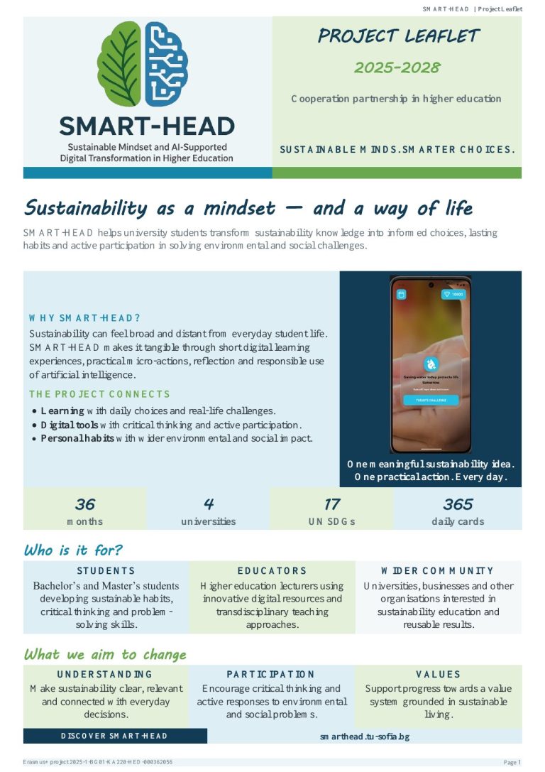 Discover SMART-HEAD: Sustainability as a Mindset and a Way of Life publication cover
